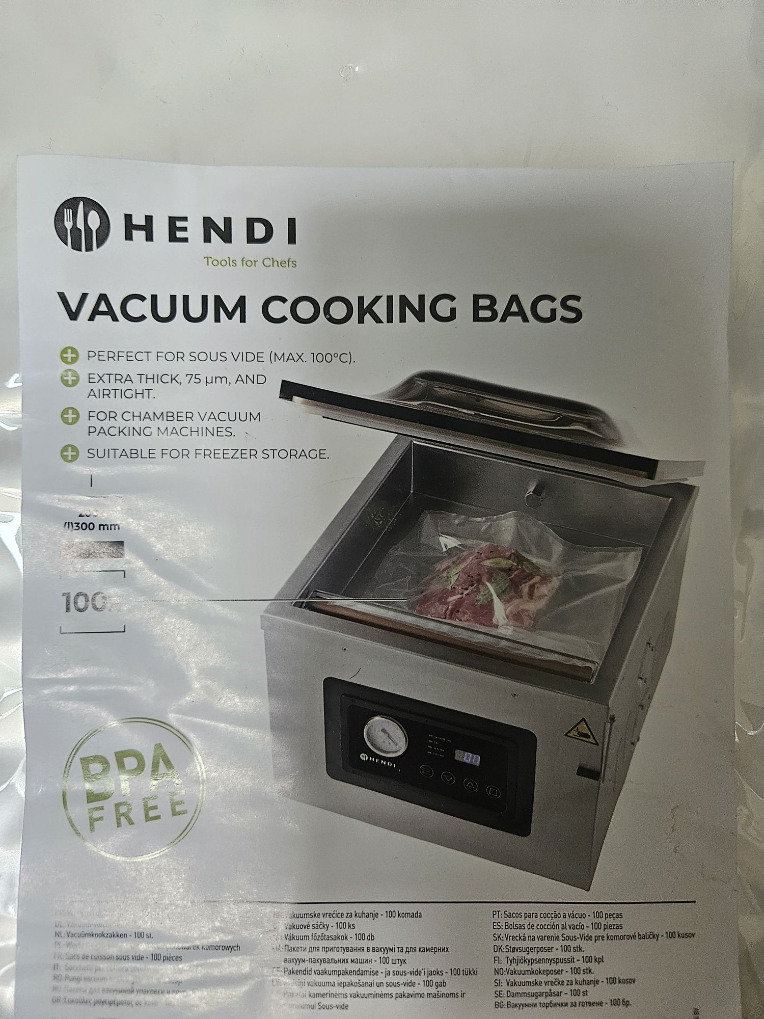 Pungi vacuum pentru gătit sous vide HENDI 20x30 cm 100 buc