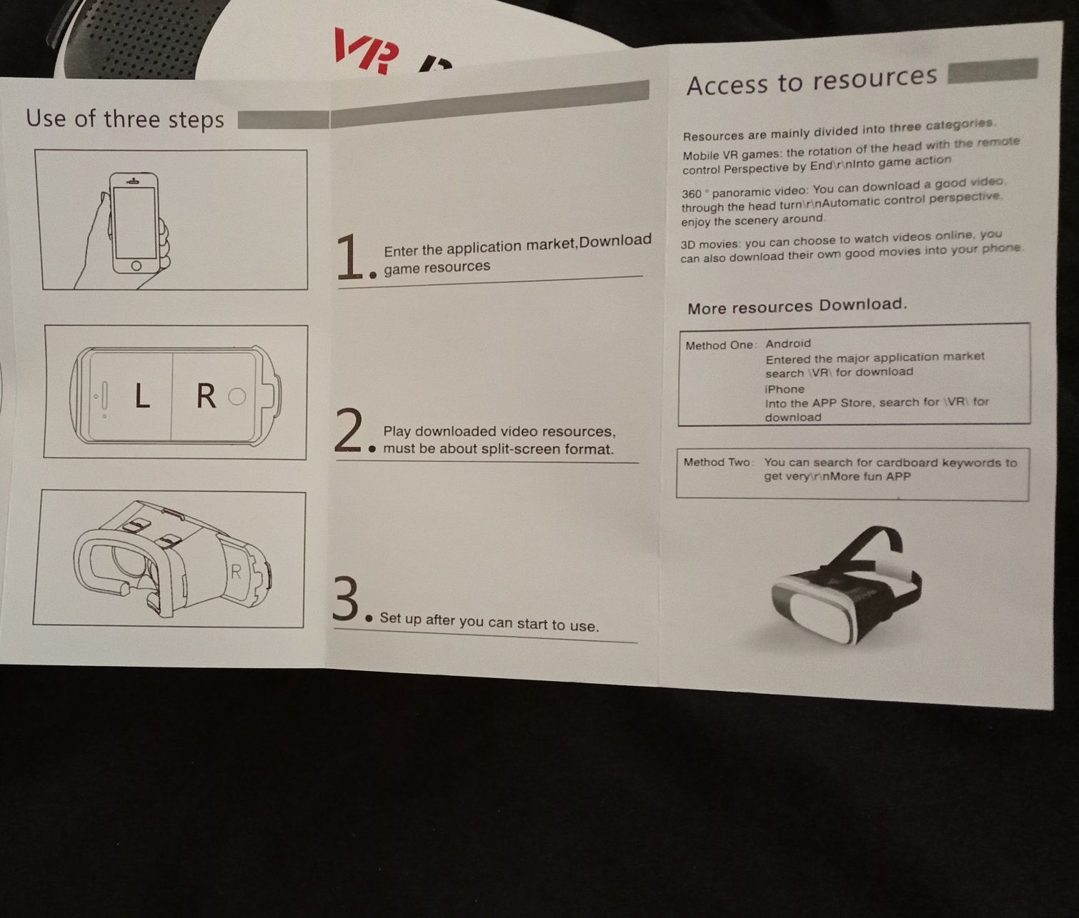 Mobile virtual reality glasses  VR BOX