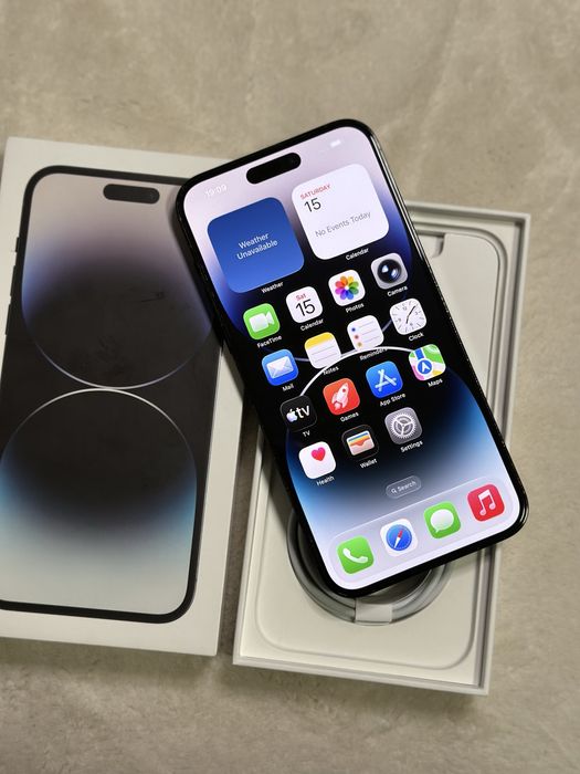 iPhone 14 Pro Max Space Black 91% full box + cablu original sigilat