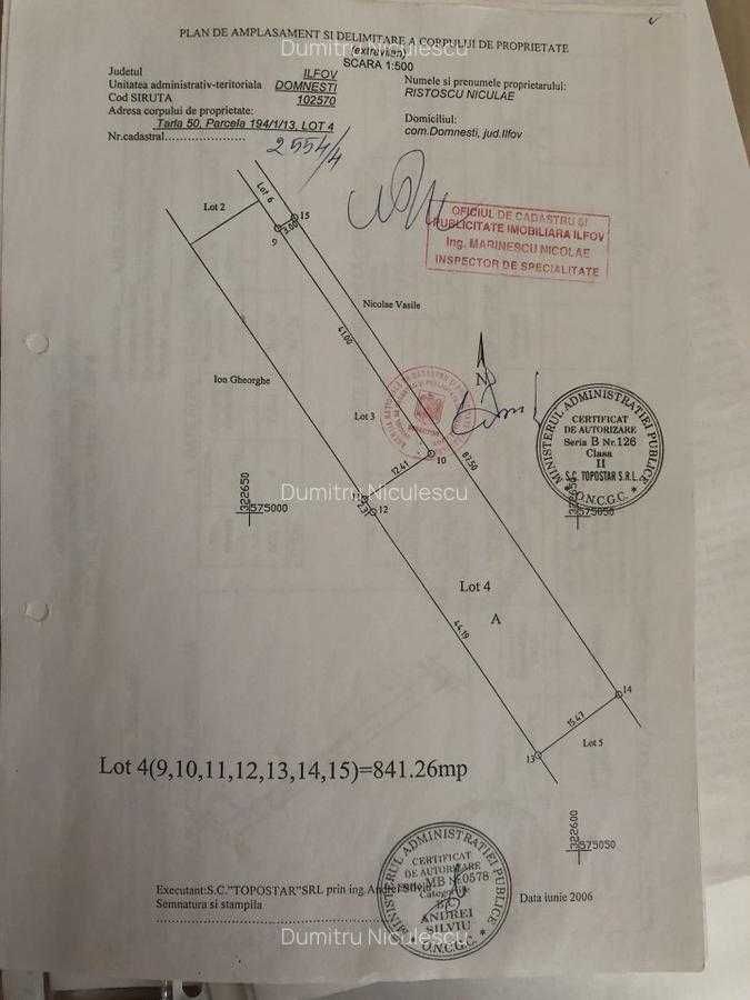 Vand teren intravilan Domnesti 841mp, acces usor, asfaltat