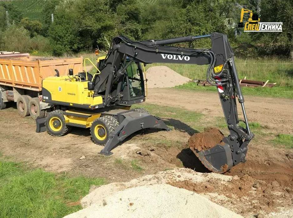 Услуги колёсных экскаватор гидромолот ямобур аренда вилы НЕДОРОГО