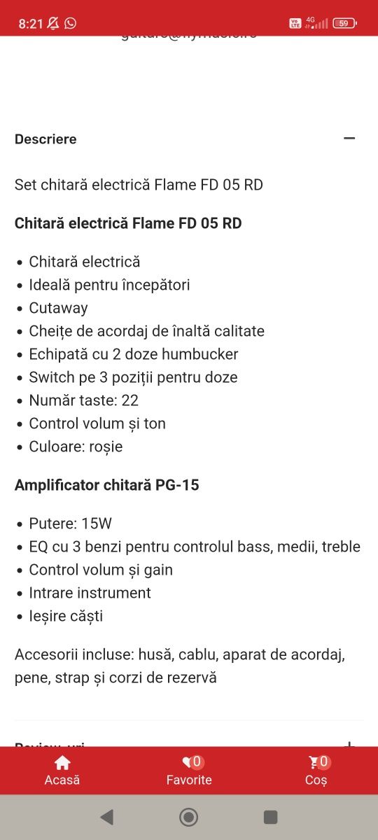 Set complet chitara electrica Flame