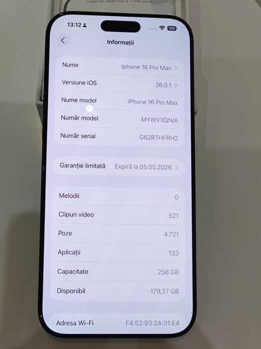 iPhone 16 Pro Max Black 256 gb