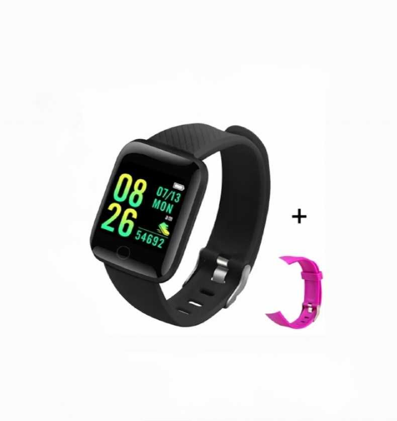 Set smart watch 2 curele: negru+mov. Conectare la telefon. Performant.