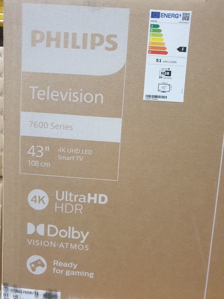 Televizor Philips LED 43PUS7608, 108 cm, Smart TV, 4K Ultra HD