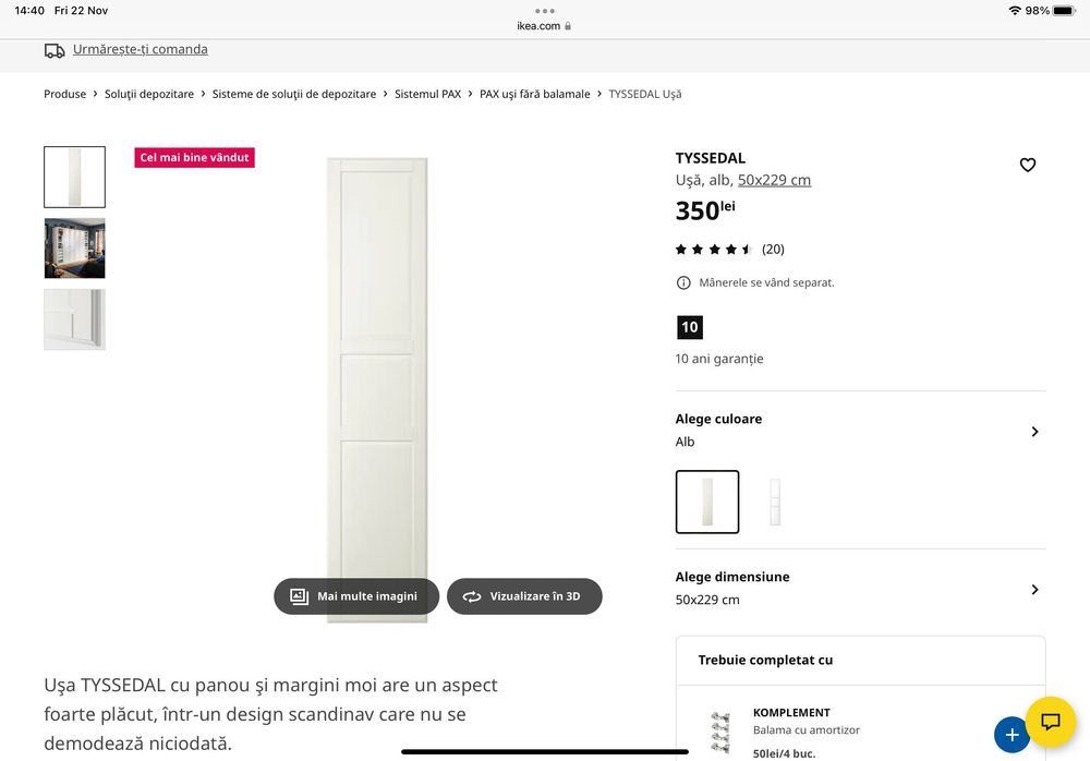 Usi IKEA TYSSEDAL 50x229cm