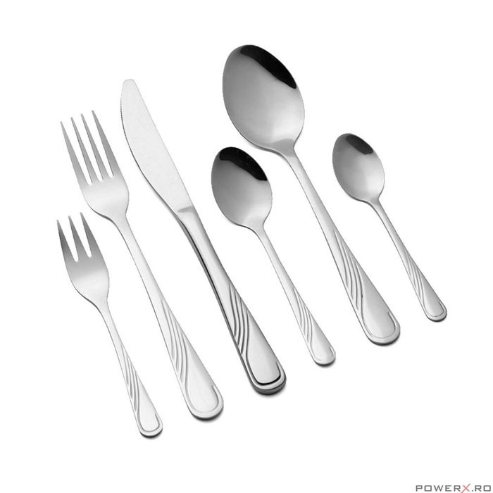 Set tacamuri pentru bucatarie din inox, design modern, 6 persoane, 36