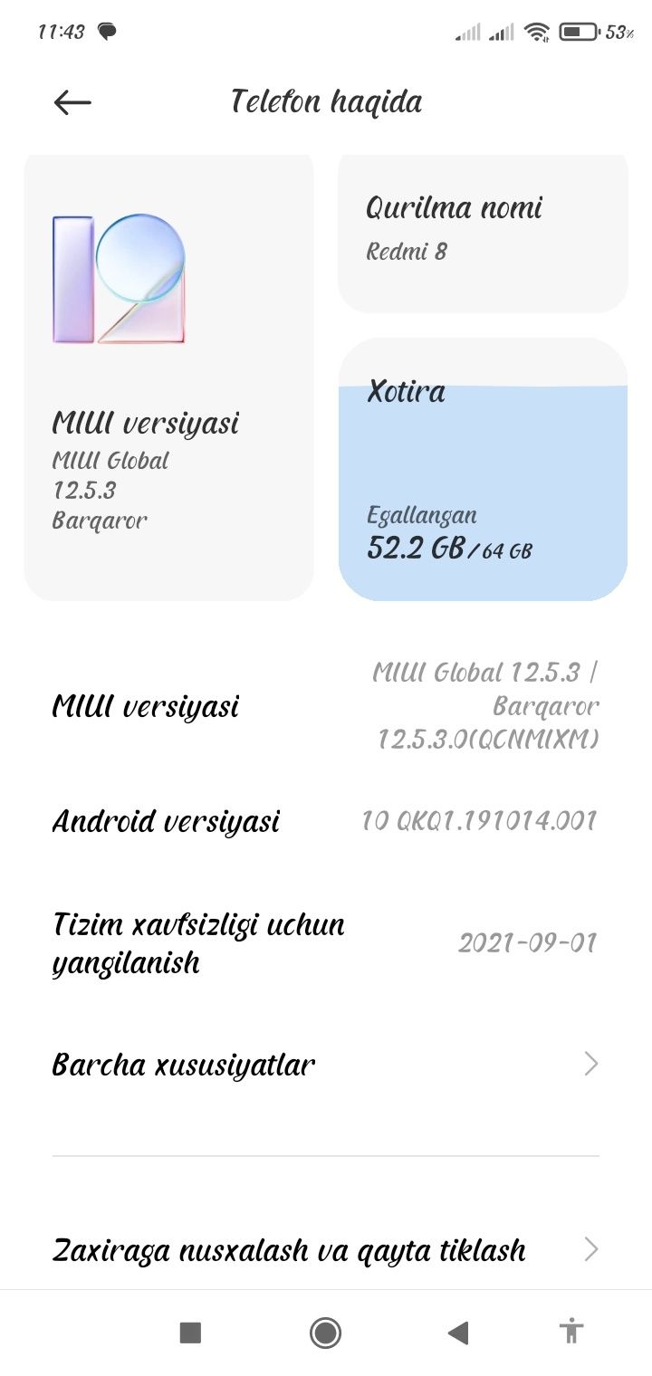 Redmi 8 hotira 4/64gb