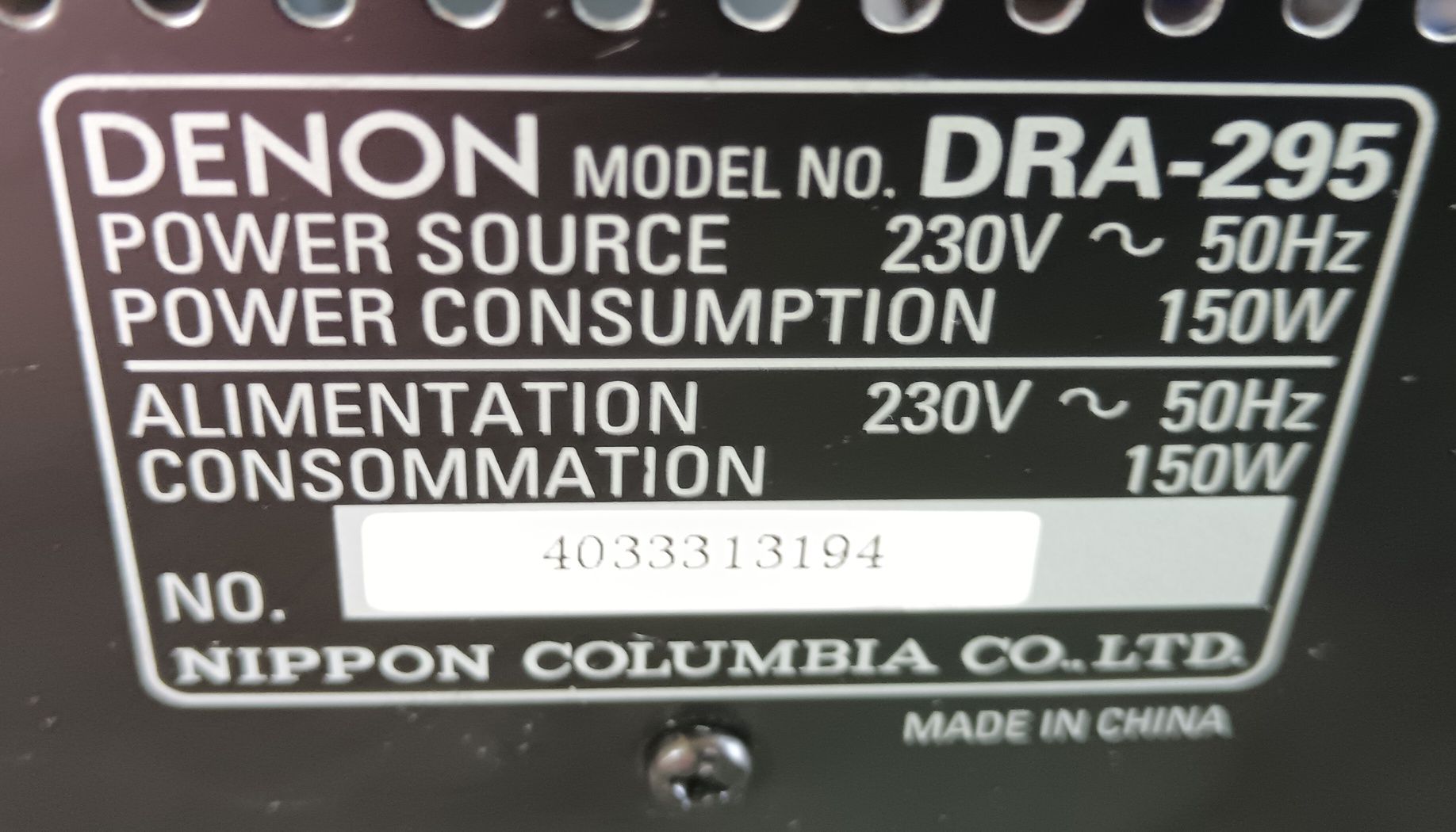 Amplificator, amplitunner DENON DRA-295