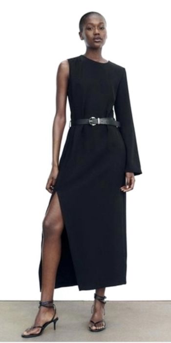 Rochie asimetrica, neagra,noua, Zara, XS