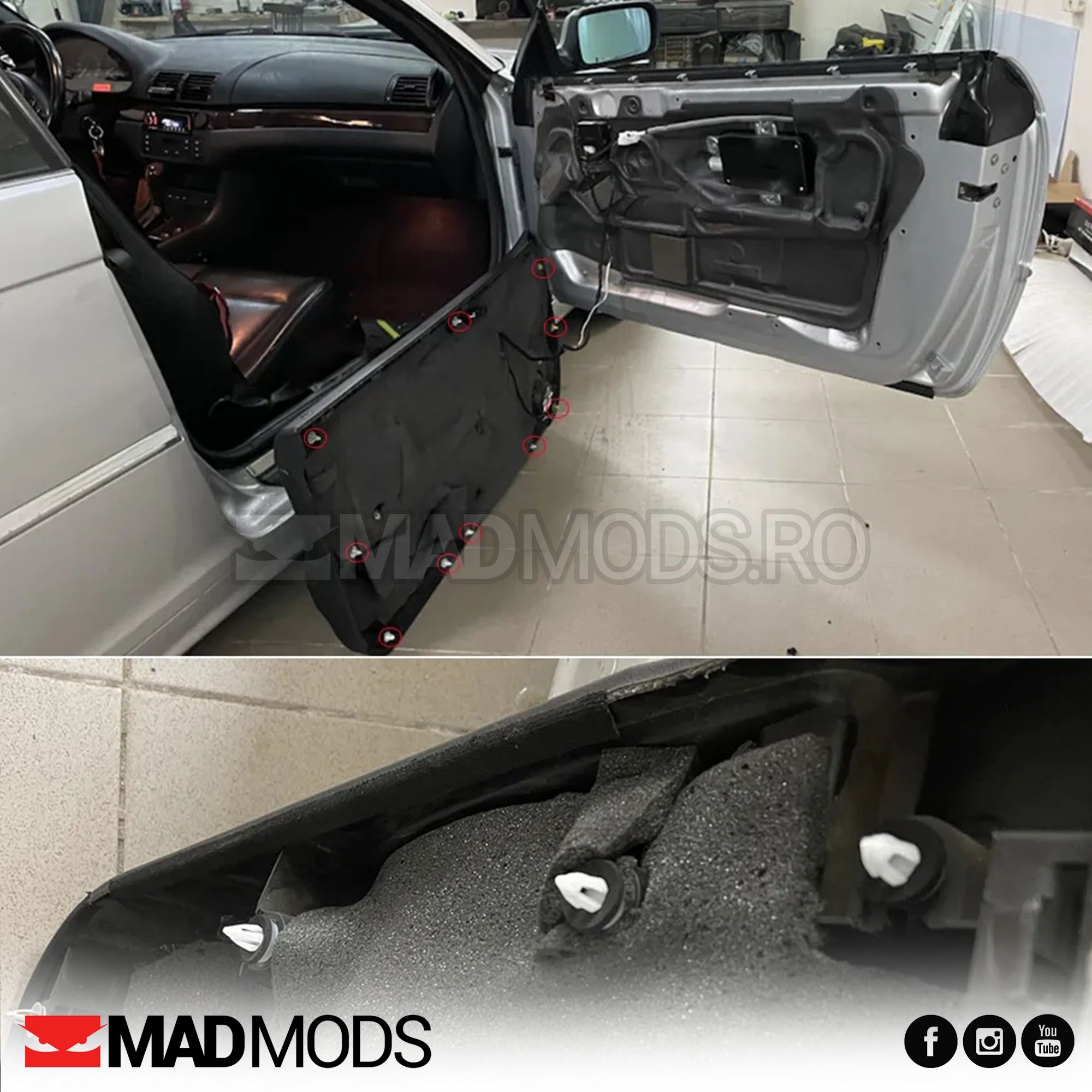 Set 50 buc clipsuri auto interior portiera cu garnituri antivibratii