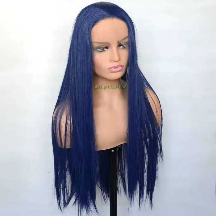 Синя права перука с дантела 13*4*1 LACE FRONT