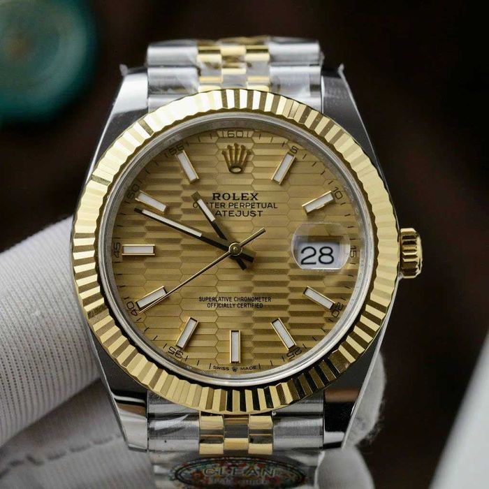 rolex datejust 41mm двуцветен златен циферблат