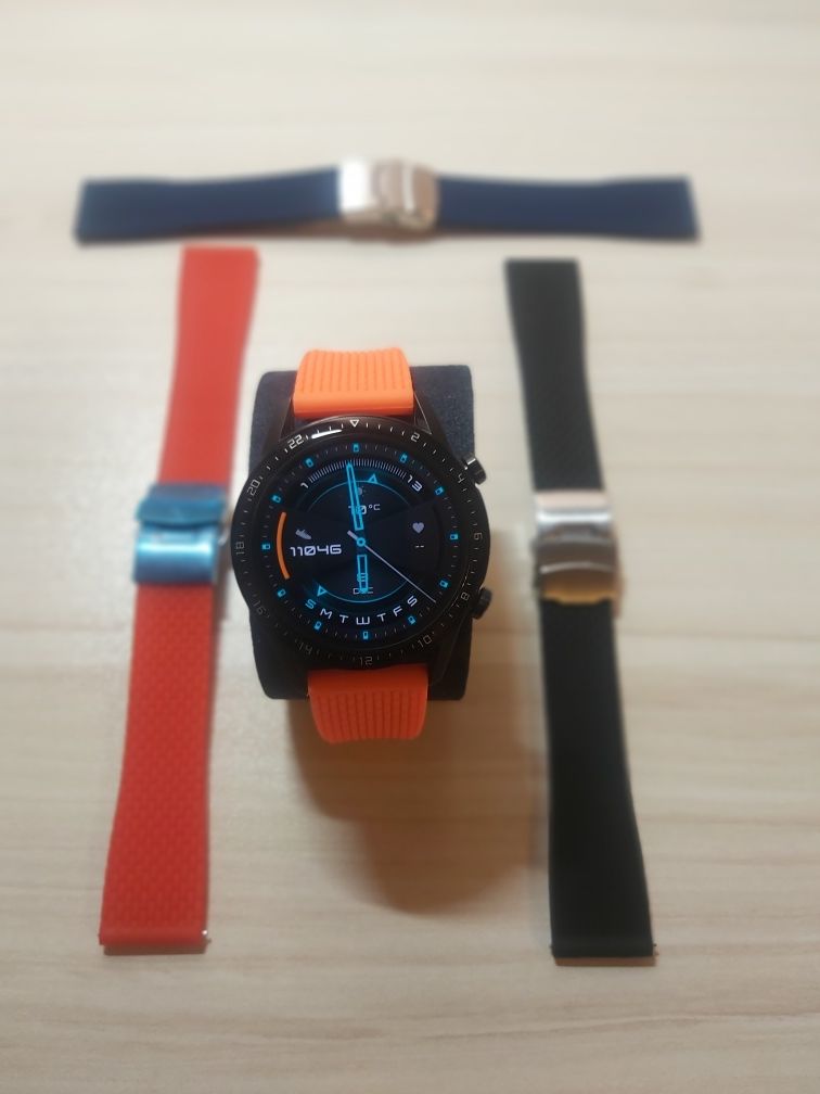Huawei Watch GT 2/1 силиконови верижки с метален механизъм + протектор