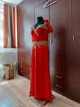 Rochie de lux ,de zi și de seara -roșu regal cu broderie aurie,corset