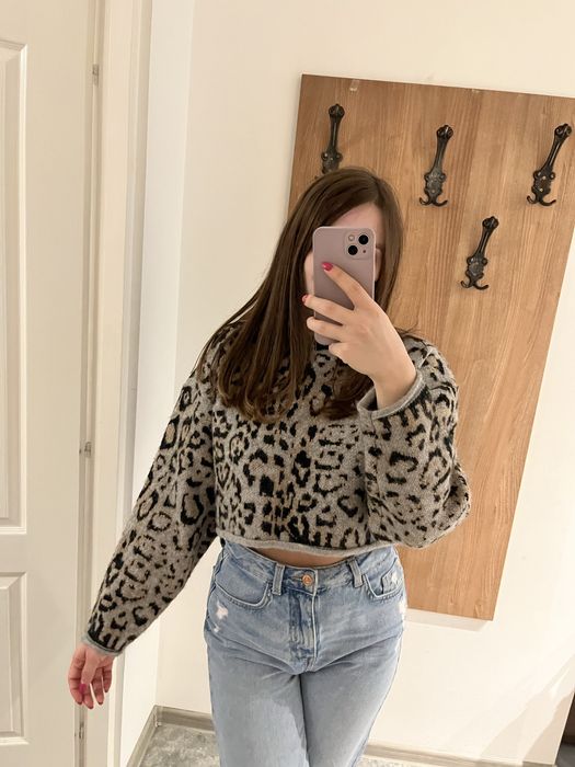 Pulover animal print Zara, nou cu eticheta, S