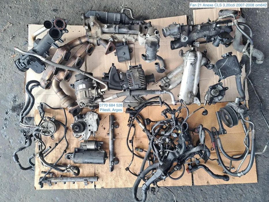 Anexe motor mercedes OM642 3.0cdi 3.2cdi 3.5cdi W219 diesel compresor clima rampa injectoare pompa inalta presiune electromotor alternator pompa servo clapeta acceleratie rampa injectoare galerie admisie evacuare instalatie electrica