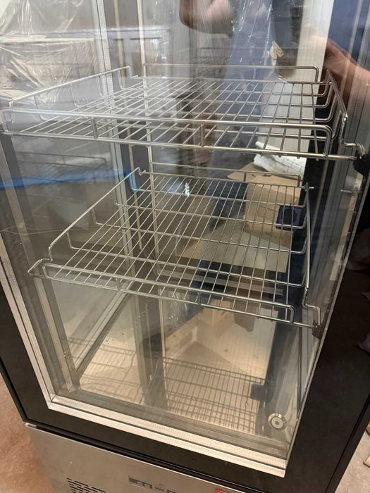 Vitrina expunere verticala bauturi, sticla + inox, stare excelenta