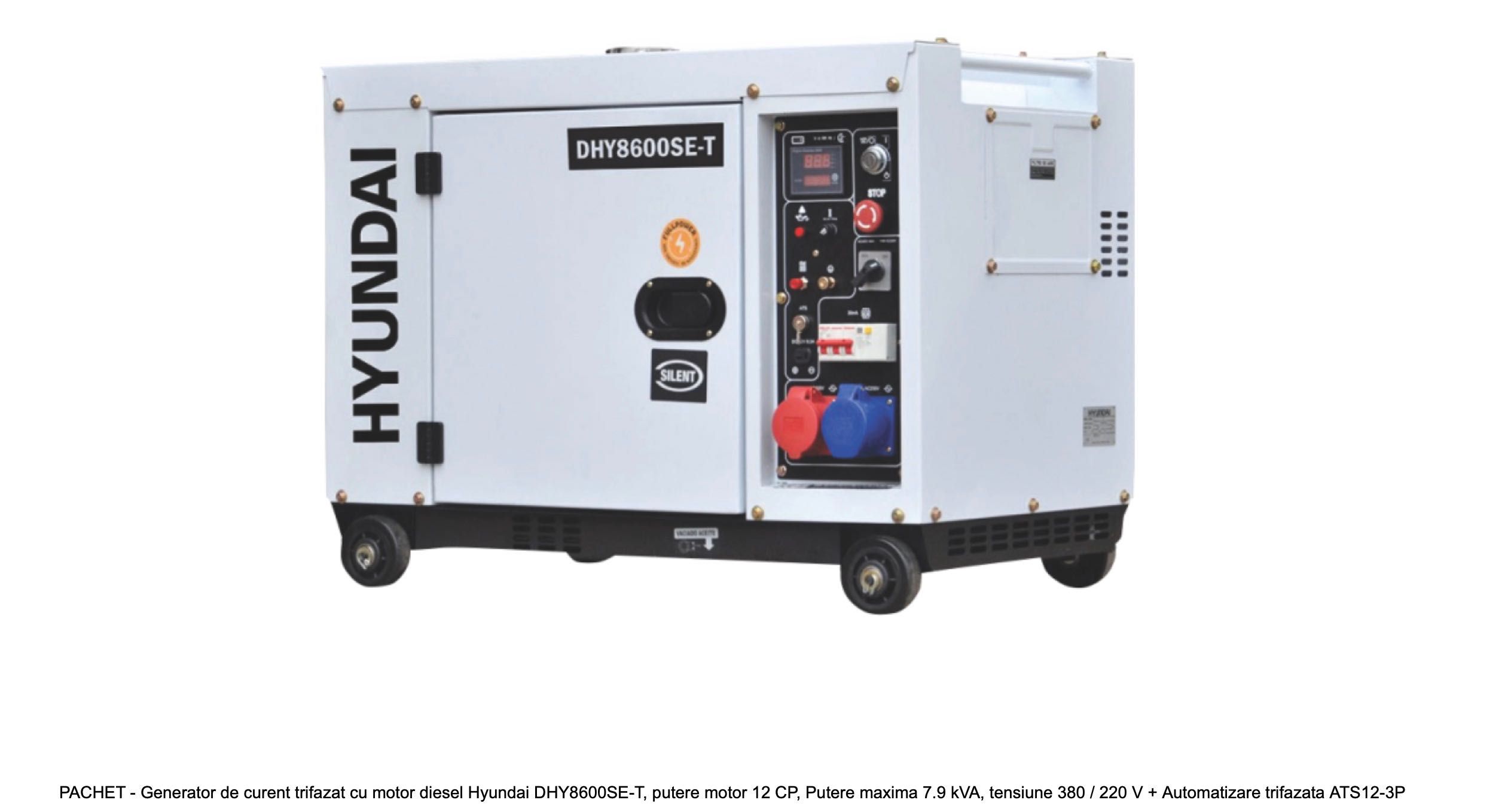 PACHET - Generator curent trifazat cu motor diesel Hyundai DHY8600SE-T