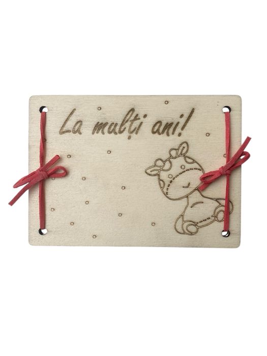 Felicitare din lemn gravata