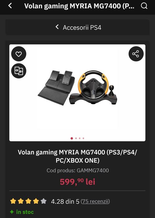 Volan gaming MYRIA MG7400 (PS3/PS4/PC/XBOX ONE)