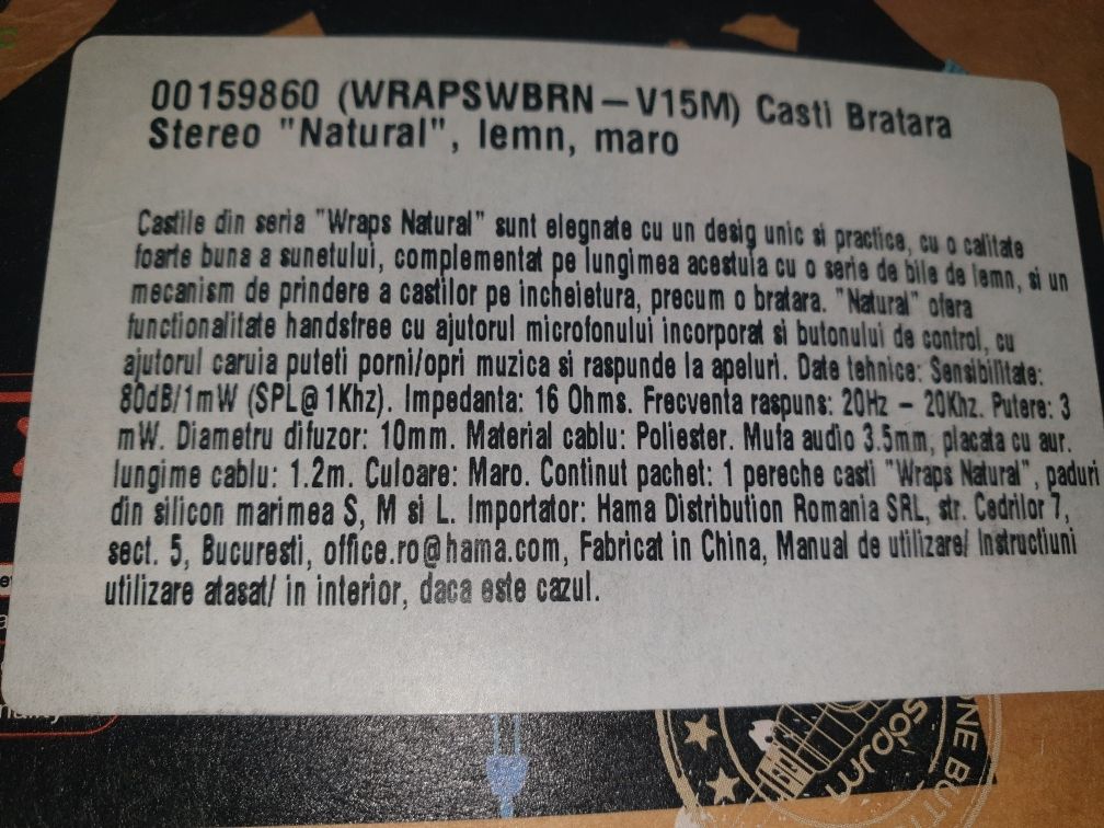 Vand casti wraps bratara bile naturale din nuc