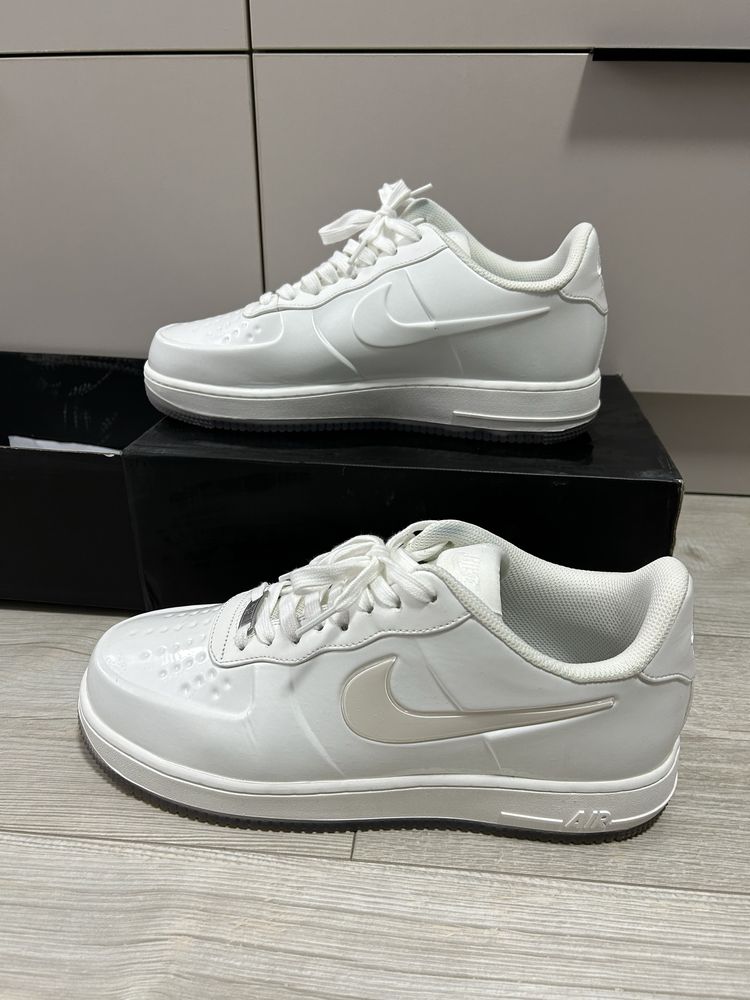 Кроссовки Nike Air for 1 low white лакированые