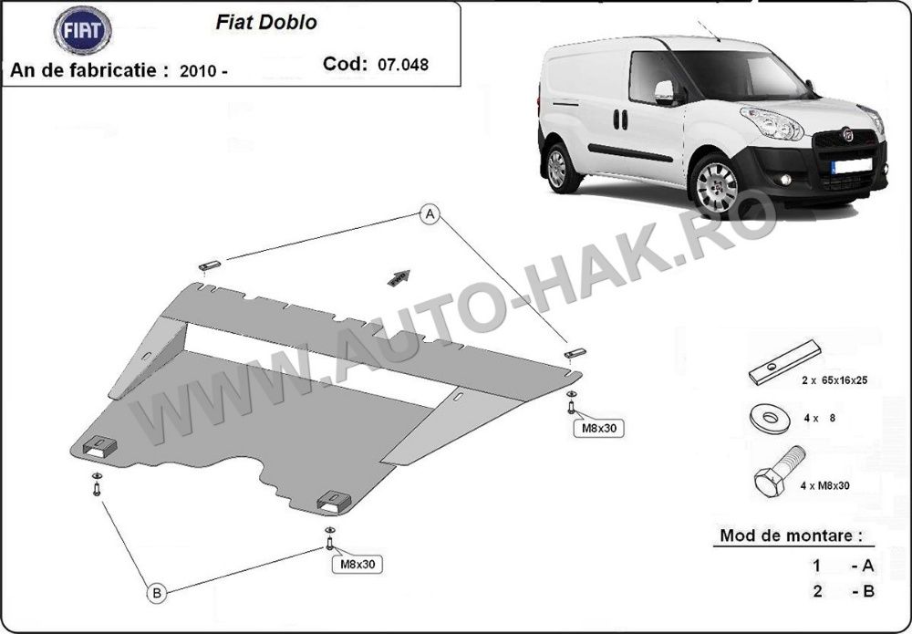 Scut motor metalic Fiat Doblo 2010-prezent