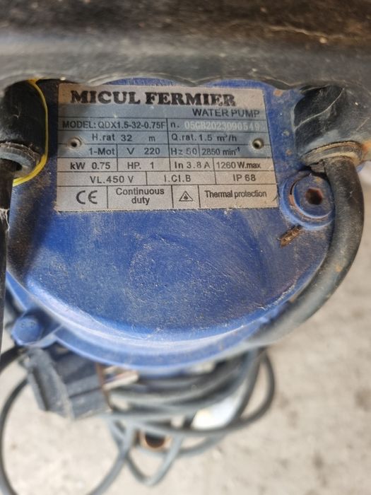Vând pompa apa murdara 32m, 1,5m³/h
