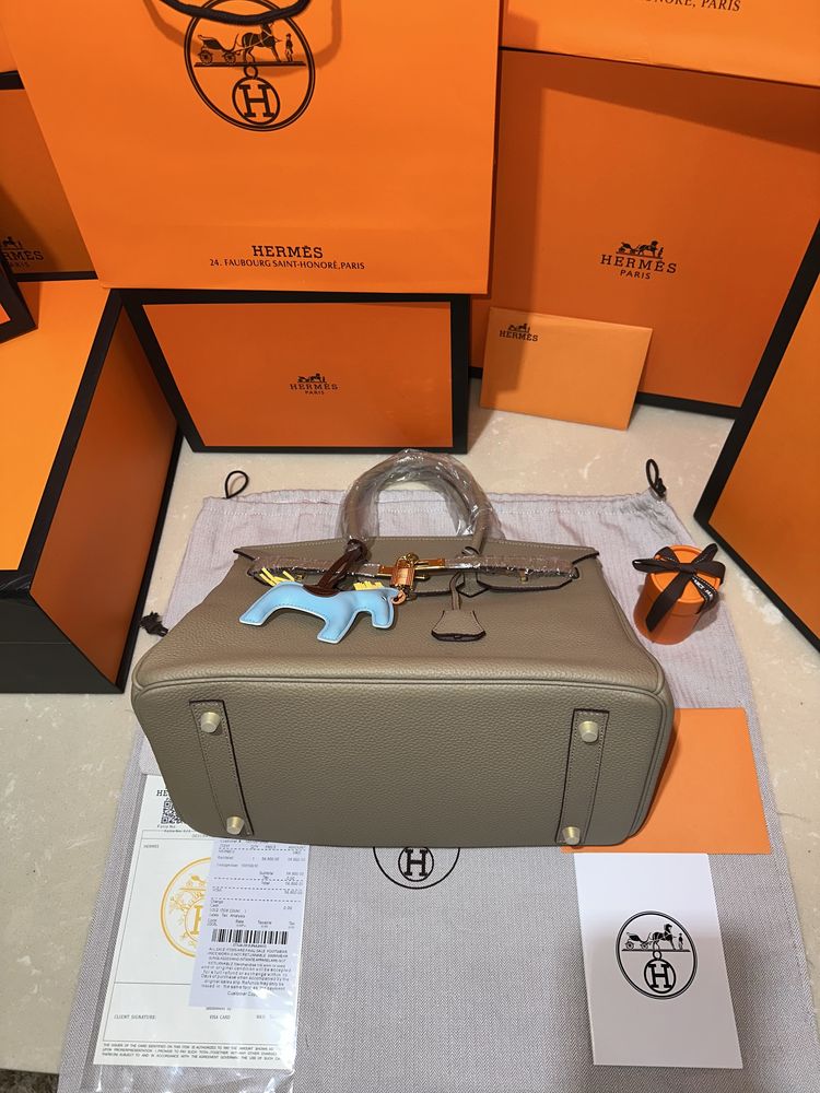 Geanta Hermes Birkin 35cm Gri/Piele naturala 100%/Punga/Cutie Hermes