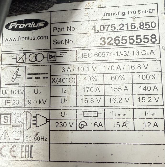 Aparat de sudura TIG DC / MMA Fronius TransTig 170 / 170 amperi / 220v