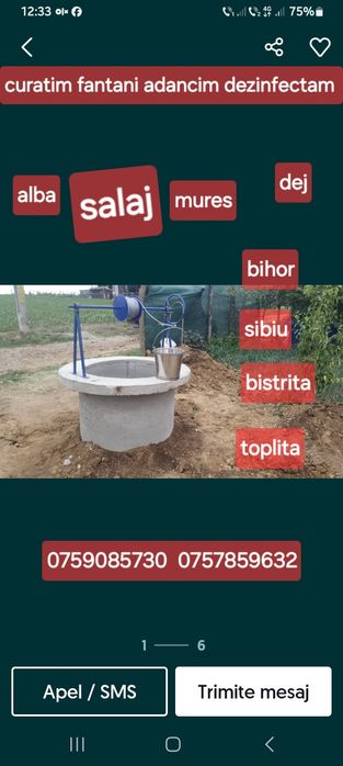 Curățire puțuri fântâni