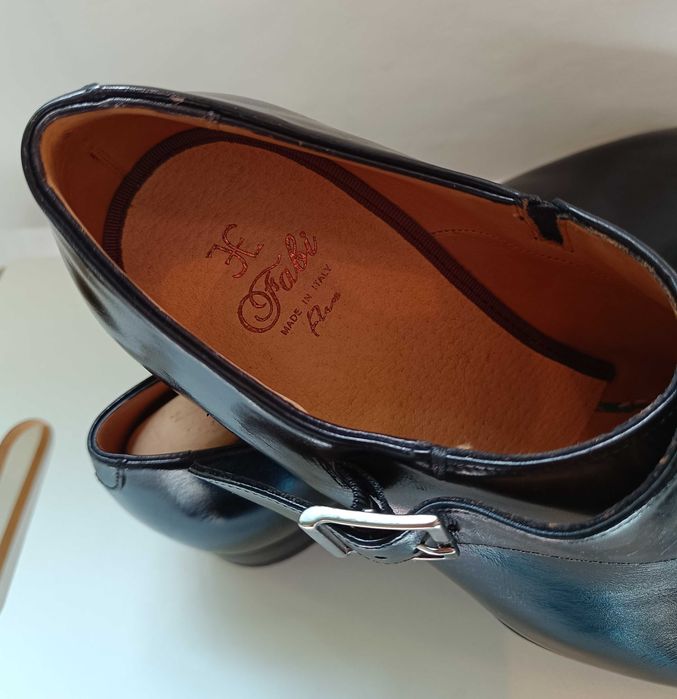 Pantofi monk 39.5 40 de lux lucrati manual FABI NOI piele maturala sup