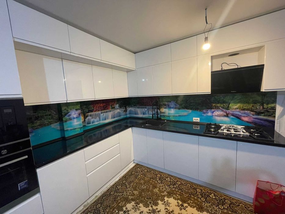 Sticla colorata printata contrablat bucatarie Backsplash