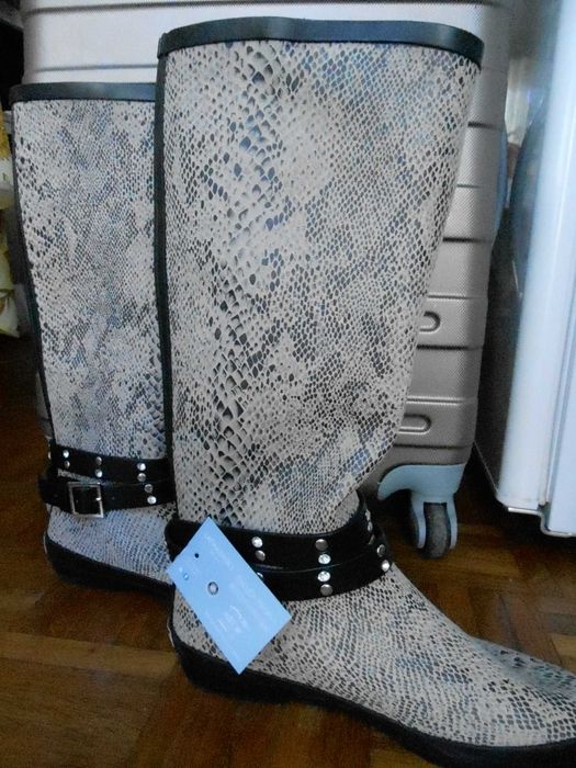 CIZME Cauciuc pt. PLOAIE - senzatie moale de Velur la atigere- 5 poze