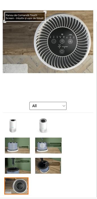 Purificator de aer , 2 ani garanție , Wi-Fi, Lampa UV,-C Filtru HEPA