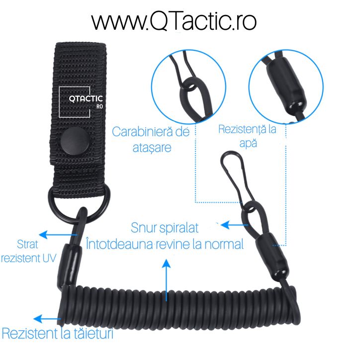 Snur (cordon) siguranta pistol (lanyard Beretta, Sig Sauer, Glock, CZ)