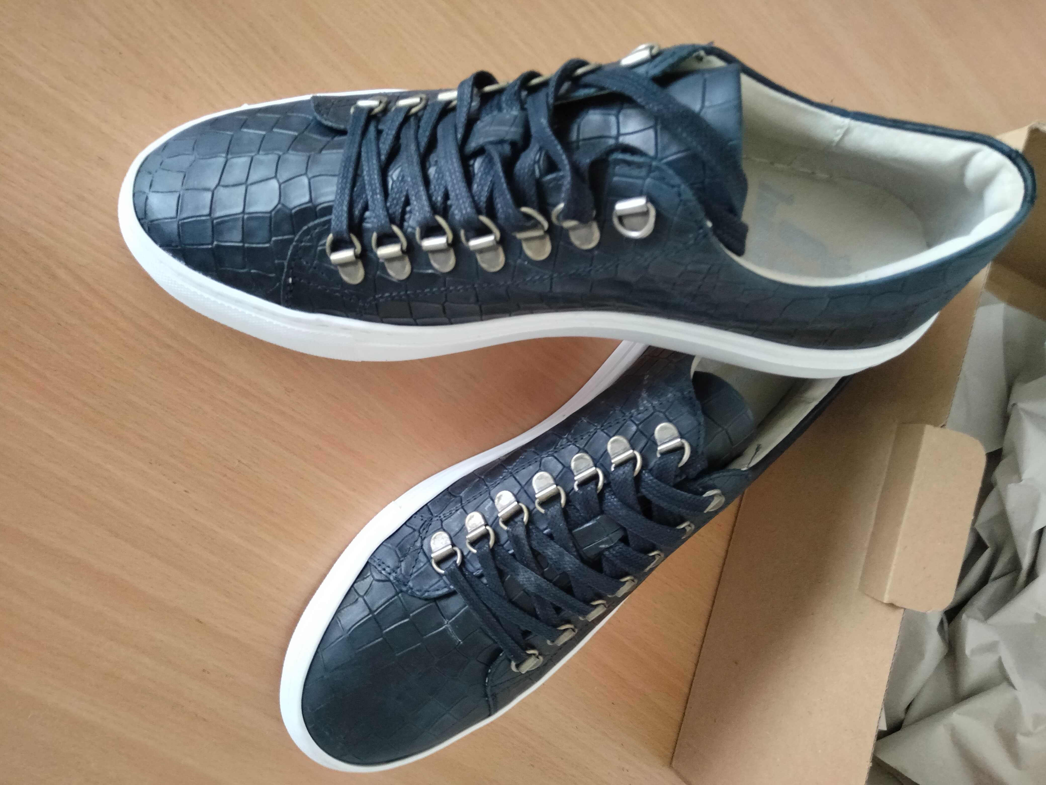 Adidasi pantofi sport piele naturala model crocodil 43 bleumarin