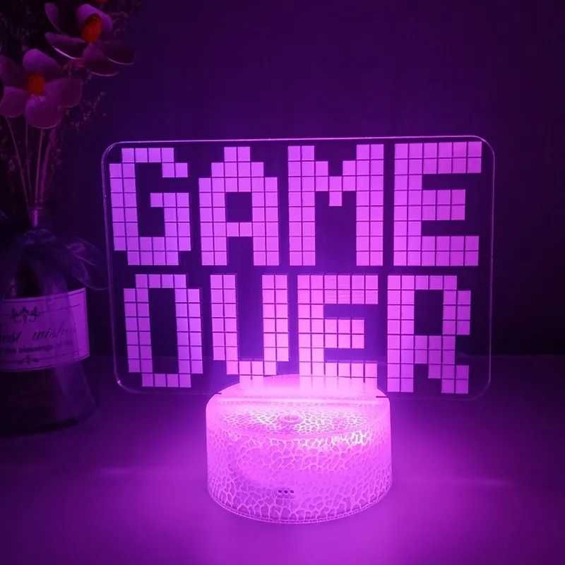 Lampa de veghe 3D Model GameOver 16 culori RGB cu telecomanda