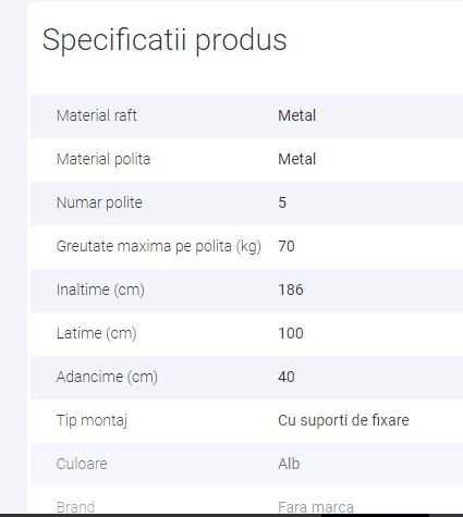 Raft metalic 5 polite, 186 x 100 x 40 cm, alb Leroy Merlin