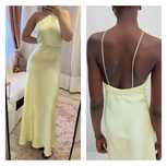 Rochie lunga satinata spatele gol galben lime Massimo Dutti marimea M