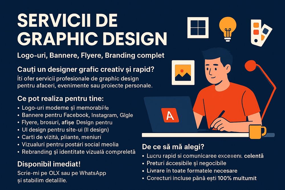 Servicii de Graphic Design – Logo-uri, Bannere, Flyere, Branding compl