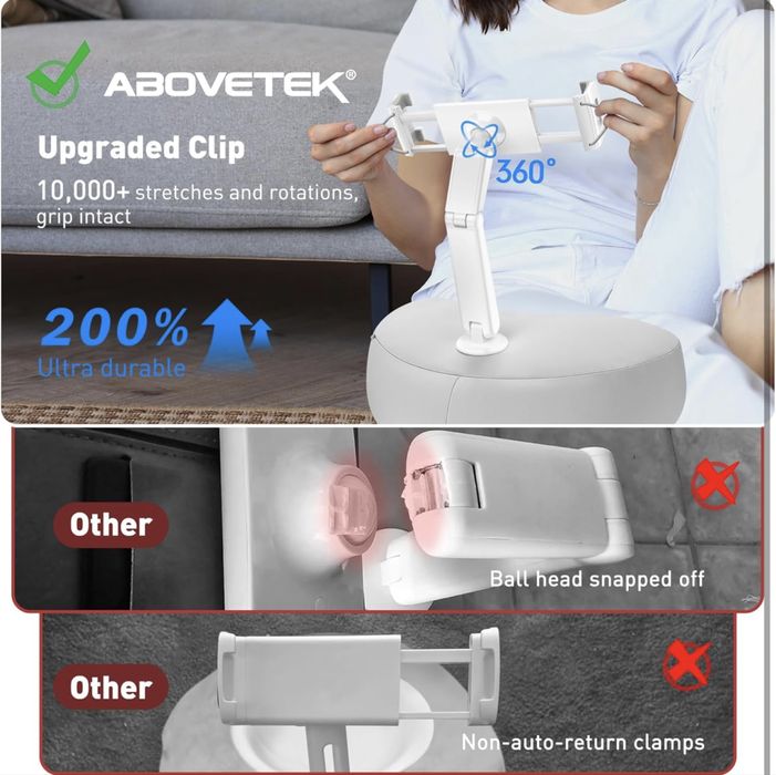 Suport pernă premium AboveTEK pentru smartphone/tabletă, reglabil 360°