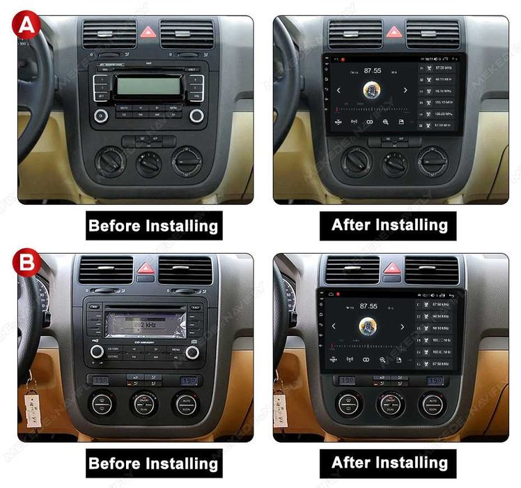 Navigatie Android 14 Golf 5 Jetta 2004+ 1/8 Gb Waze CarPlay + CAMERA