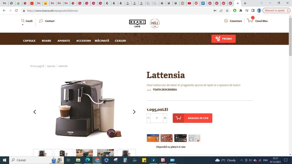 Espressor cu capsule BeanZ Café Lattensia  19 bari, IMPECABIL