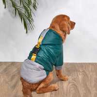Кучешка дреха Зимно ватирано яке за куче палто с качулка зелено