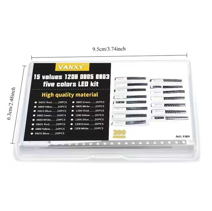 Kit reparatii 300 LED uri0603,0805,1206,roșu,verde,albastru,galben,alb