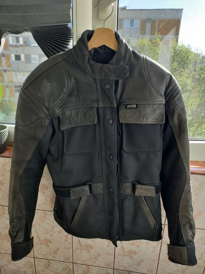 Geaca moto din piele cu textil Akito (touring)