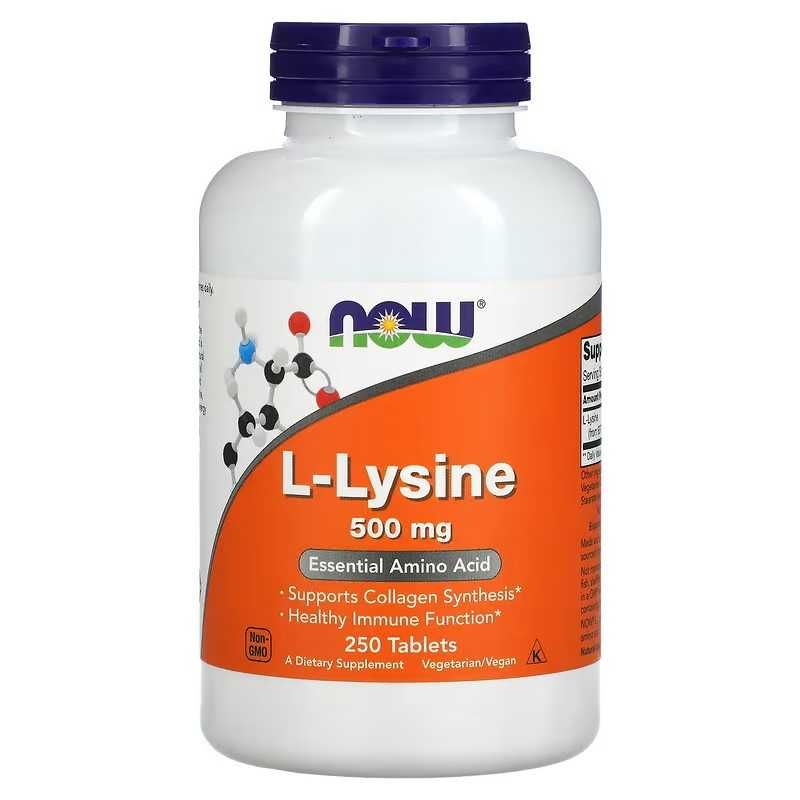 NOW Foods L-лизин l lysine Lizin 500 мг 1000 мг 100 и 250 таблеток