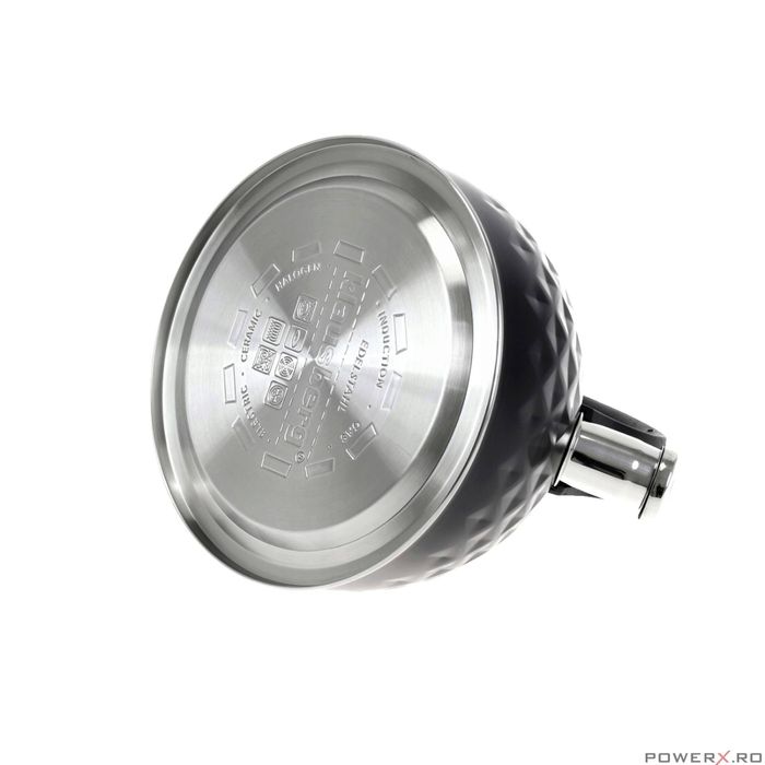 Ceainic traditional din oțel inoxidabil, capacitate 3 litri, negru,